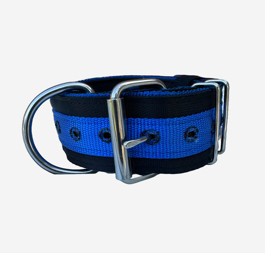 2 Inch Wide Blue On Black Heavy Duty 5 Ply Setbelt Collar