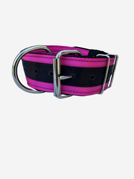 2 Inch Wide Black On Pink Heavy Duty 5 Ply Seatbelt Collar