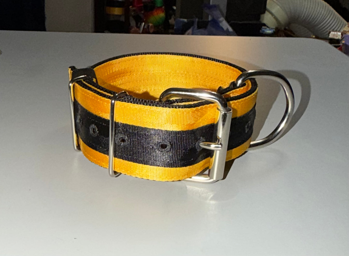2 Inch Wide Black On Gold 5 Ply Heavy Duty Seatbelt Collar
